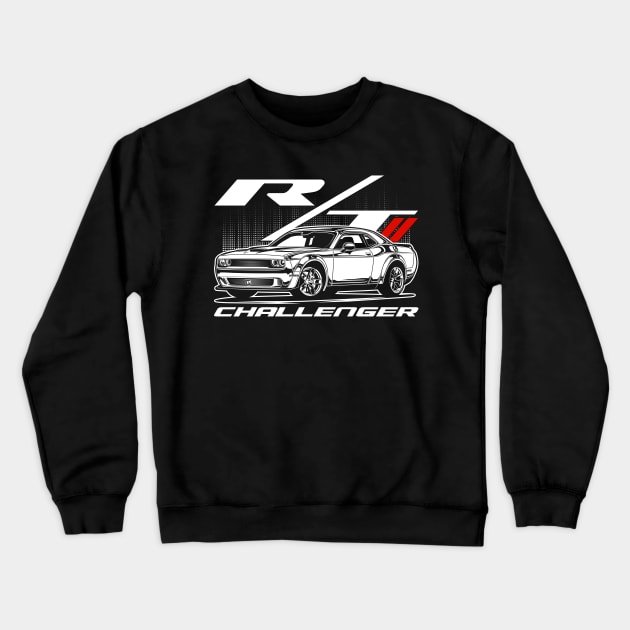 Challenger R/T (White Print) Crewneck Sweatshirt by idrdesign